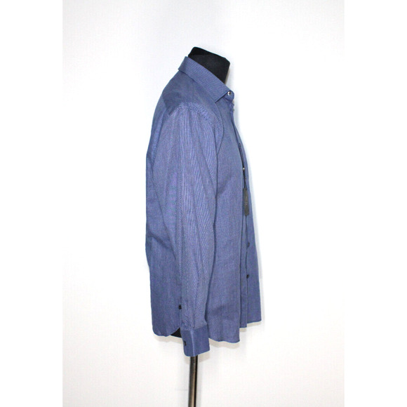 B0 New JOHN VARVATOS Blue USA Signature Tailored Button Up Shirt Size 16.5 32/33 - Picture 2 of 8